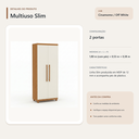 Ver imagem 5 de Armário Multiuso Slim 2 Portas com Prateleiras Cinamomo Off White Formimóveis