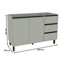 Ver imagem 3 de Balcão de Cozinha para Pia 120 Cm Koya 2 Portas 3 Gavetas Verde Oliva - Politorno