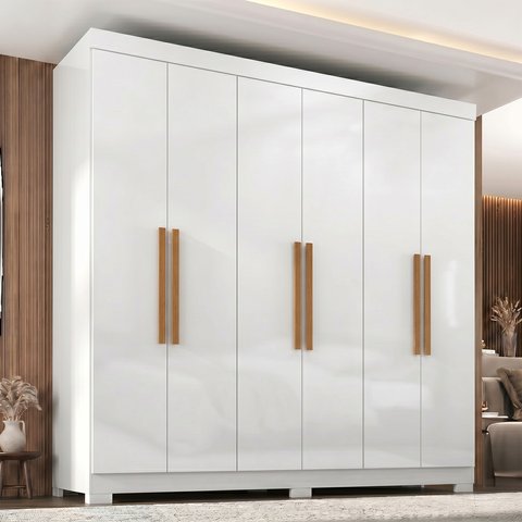 Guarda Roupa 6 Portas com Pés Paris Espresso Móveis Branco