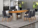 Ver imagem 7 de Conjunto Sala de Jantar Ísis 2,00m com 6 Cadeiras Tampo Orgânico s/ Vidro Cinamomo Off White/Linho C