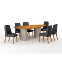 Ver imagem 1 de Conjunto Sala de Jantar Ísis 2,00m com 6 Cadeiras Tampo Orgânico s/ Vidro Cinamomo Off White/Linho C