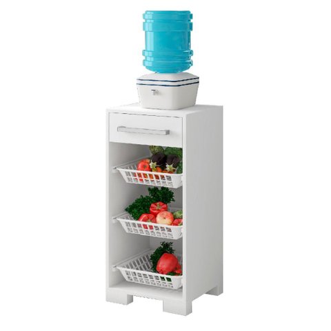 Balcão Fruteira Cozinha 3 Compartimentos com 1 Gaveta Gana - Branco