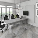 Ver imagem 1 de Mesa de Reunião com Painel de TV 270cm 2 Caixas de Tomadas Cinza F5 Office