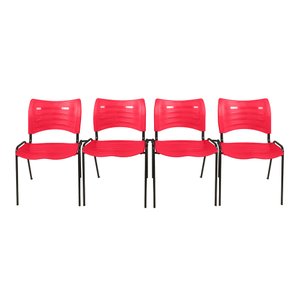 Kit com 4 Cadeiras Iso turim plastica Igreja Recepção Escola Vermelha PopMov kit 4 cadeira iso