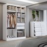 Guarda-roupa Solteiro Europa 4 Portas 2 Gavetas com Cômoda 6 Gavetas Branco - Panorama Móveis - 2