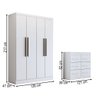 Guarda-roupa Solteiro Europa 4 Portas 2 Gavetas com Cômoda 6 Gavetas Branco - Panorama Móveis - 4