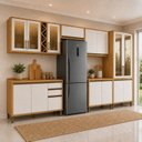 Ver imagem 1 de Cozinha Completa Modulada 6 Peças com Tampo 100% MDF Barbados Bege/Amêndoa/Off-White Espresso Móveis