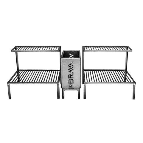 Kit Parrilla Rústica Alvenaria com 2 Grelhas Uruguaias + Caixa Firebox 115cm