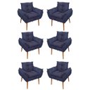 Ver imagem 1 de Kit 6 Poltronas de Luxo Opala Suede - Azul Marinho