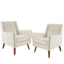 Ver imagem 1 de Kit 02 Poltronas Decorativas com Pés de Madeira Taroba D02 Algodão Bege C-381 - Lyam Decor