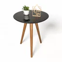 Ver imagem 5 de Mesa Lateral Tampo com Vidro 100% MDF 60x50cm Pés Palito Marrom