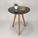 Ver imagem 2 de Mesa Lateral Tampo com Vidro 100% MDF 60x50cm Pés Palito Marrom