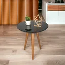Ver imagem 1 de Mesa Lateral Tampo com Vidro 100% MDF 60x50cm Pés Palito Marrom