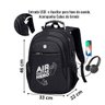 Mochila Notebook Saida Cabo Aux Usb Fone Air Guitar Hero Presente Super Preto - 5