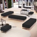 Ver imagem 6 de Kit 02 Puffs Decorativo Bali W01 Pés Palito 210x60cm Bouclê Preto - Lyam Decor