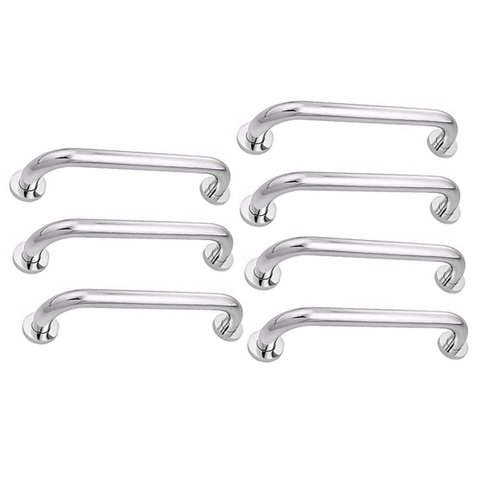 Alça de Apoio Inox Barra 30cm Kit 7 Unidades Acessibilidade Idoso Segurança Cadeirante Deficiente Ba