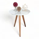 Ver imagem 2 de Mesa Lateral Tampo com Vidro 100% MDF 60x50cm Pés Palito Marrom