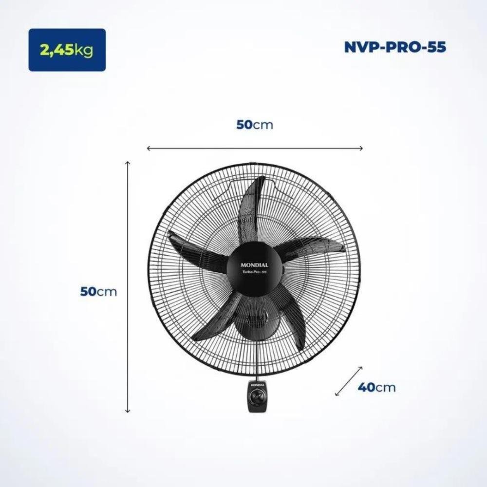 Ventilador de Parede Turbo Pro Nvp-pro-50 50cm 150w Preto - 6