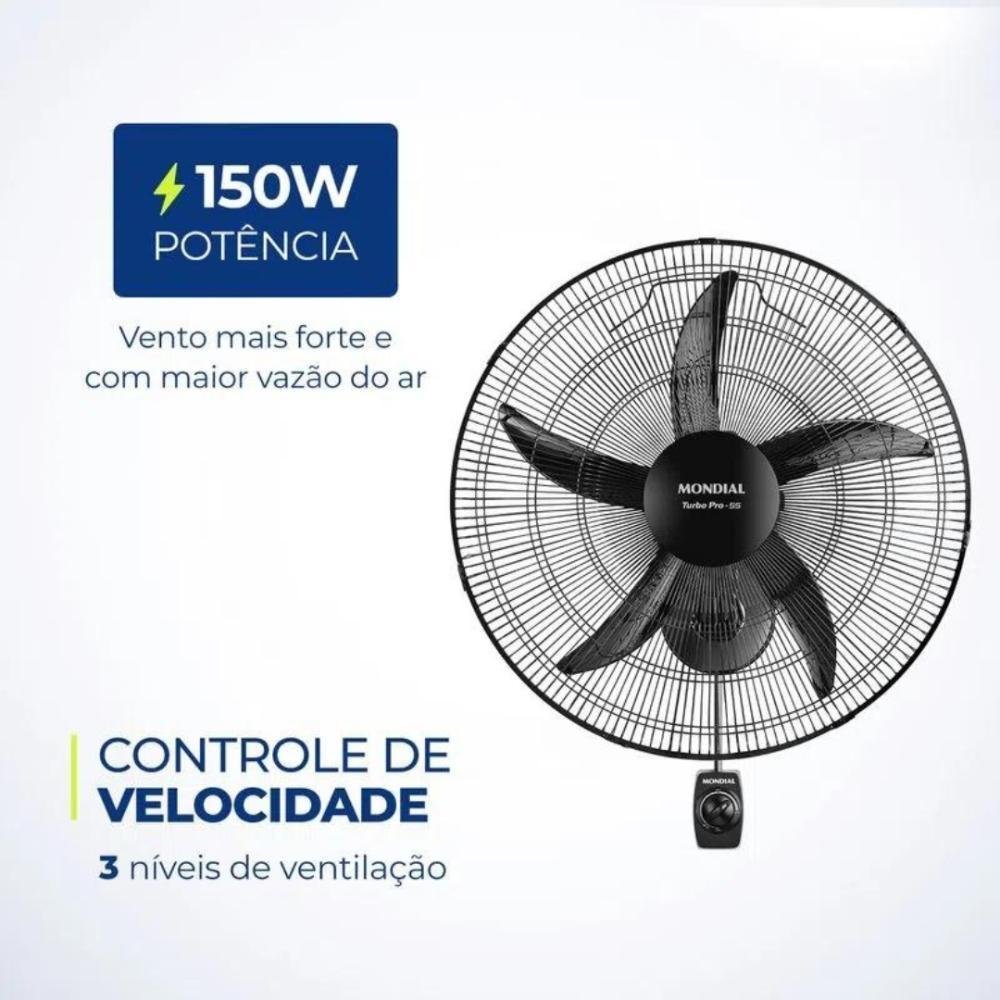 Ventilador de Parede Turbo Pro Nvp-pro-50 50cm 150w Preto - 3