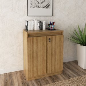 Balcão para Escritório 60cm com 1 Prateleira 2 Portas e Chave ME4149
