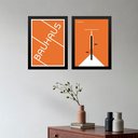 Ver imagem 2 de Kit 2 Quadros Bauhaus Bicicleta - Laranja 45x34cm:moldura Preta