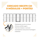 Ver imagem 5 de Cercado Caes Pets Cachorros 9 Módulos + Portão 98 Cm Altura:preto