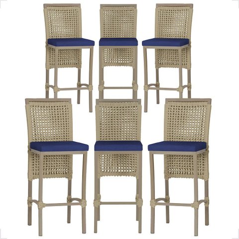 6 Banqueta em Alumínio Roma Fendi Corda Náutica Tecido 10