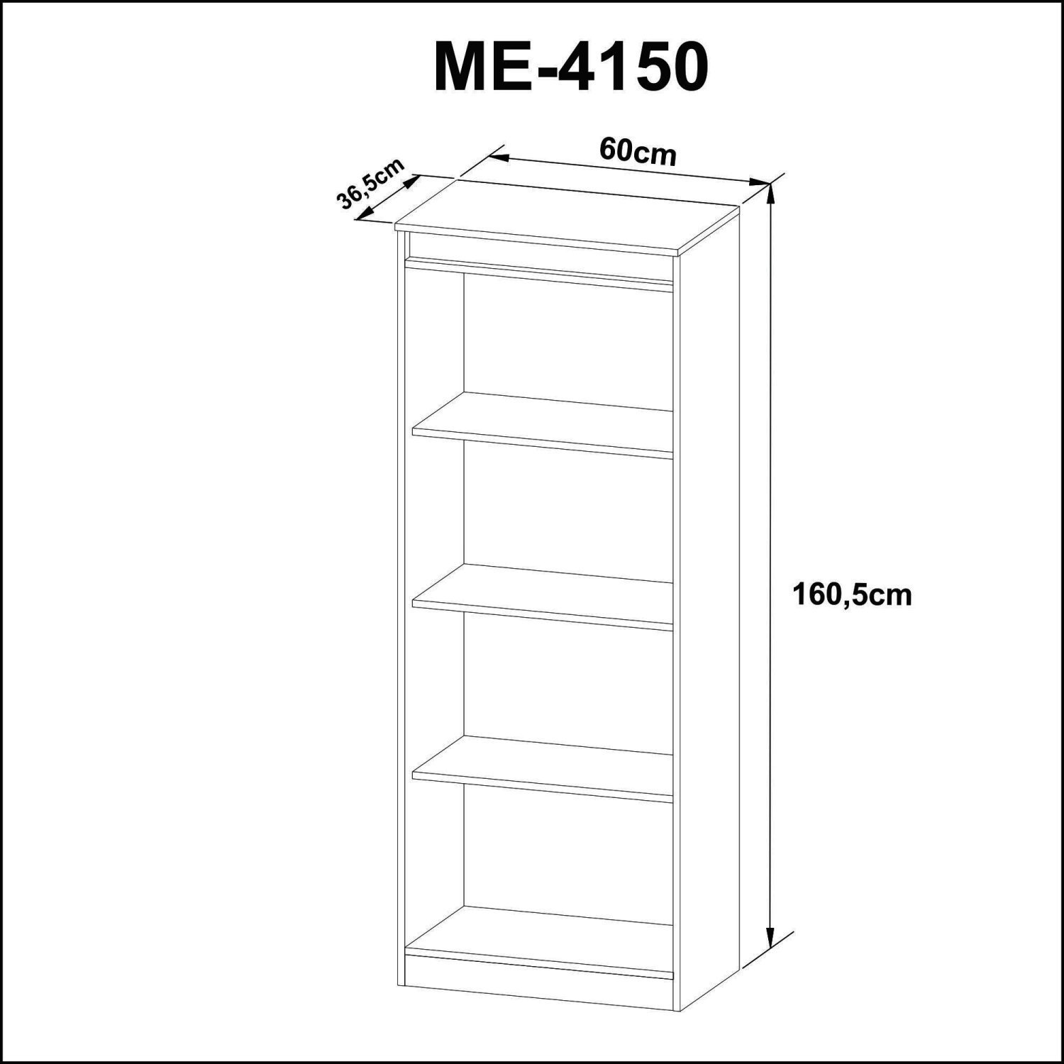 Estante para Livros 60cmx160,5cm 3 Prateleiras ME4150 - 5