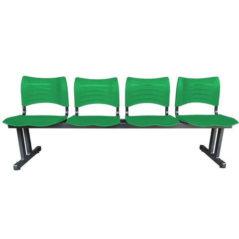 Longarina 4 Lugares Iso Plástica Coluna Dupla para Recepção Auditório e Clínicas Amarelo:verde