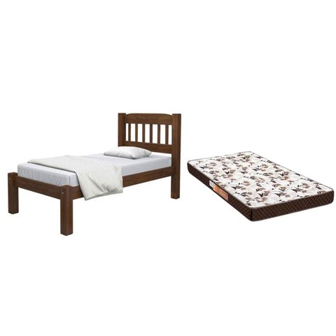 Cama Solteiro Madeira Maciça Palmo Colchão D20 88x188x12