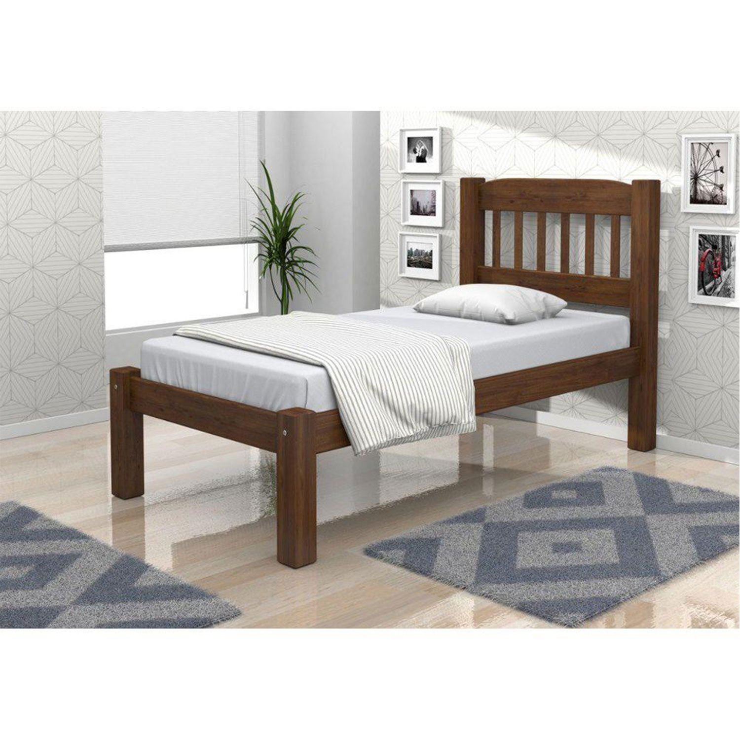 Cama Solteiro Madeira Maciça Palmo Colchão D20 88x188x12 - 6