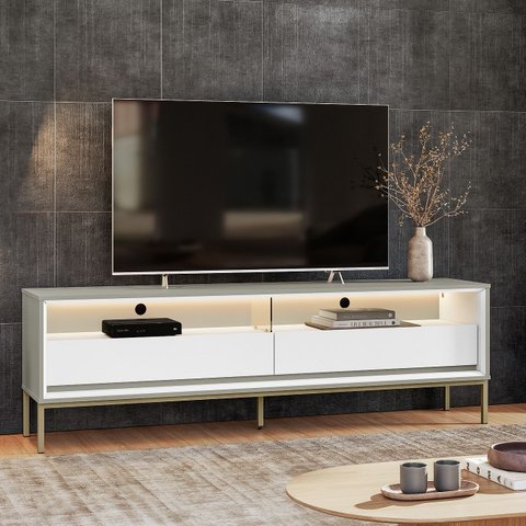 Rack Ind Fusion para TV 65 Polegadas 2 gavetas 180cm com Iluminação em Lead
