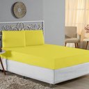 Ver imagem 1 de Jogo de Cama Casal Viúva Nobre 3 Peças Malha 100% Algodão - Amarelo