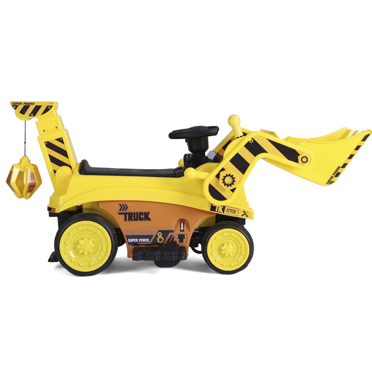 Mini Trator Elétrico Maquina Escavadeira Infantil Grande Articulado 6V Baby Style Amarela - 3