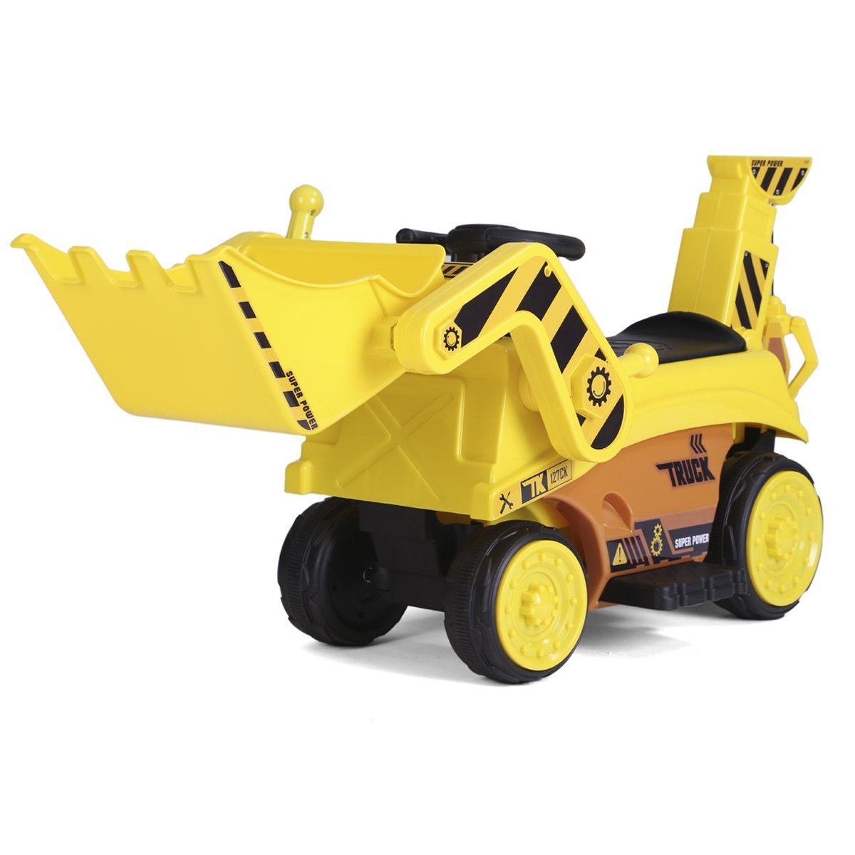 Mini Trator Elétrico Maquina Escavadeira Infantil Grande Articulado 6V Baby Style Amarela