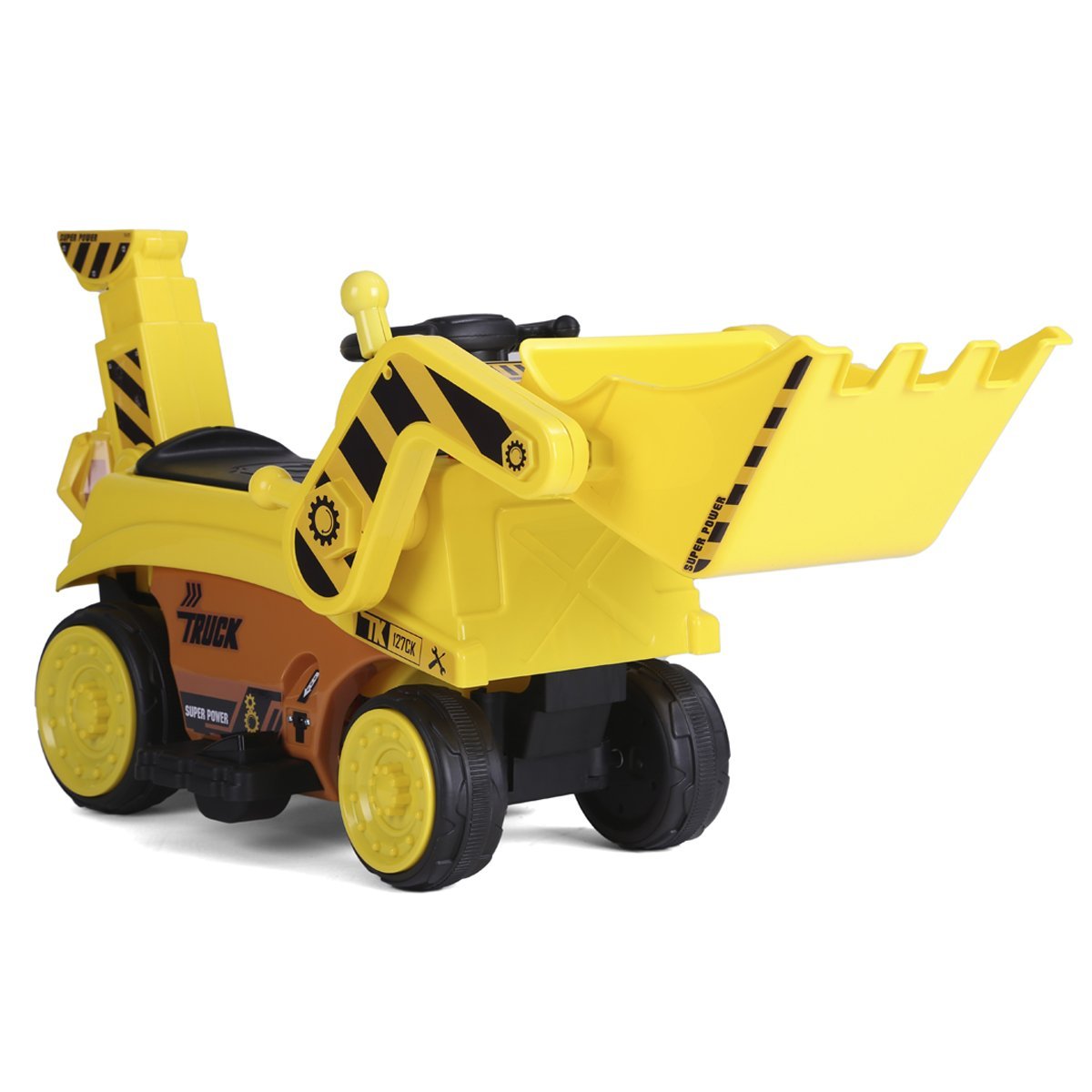 Mini Trator Elétrico Maquina Escavadeira Infantil Grande Articulado 6V Baby Style Amarela - 4