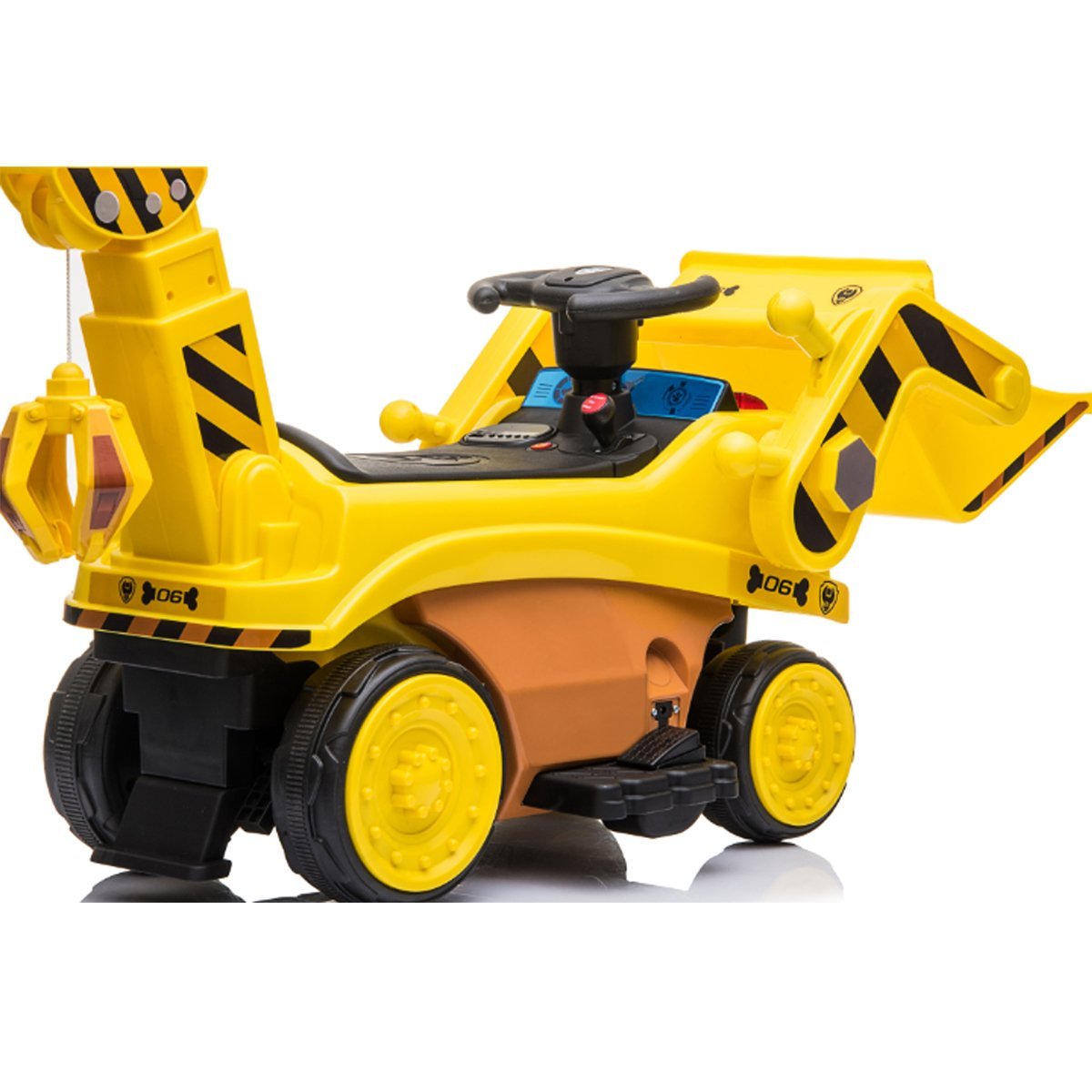 Mini Trator Elétrico Maquina Escavadeira Infantil Grande Articulado 6V Baby Style Amarela - 6