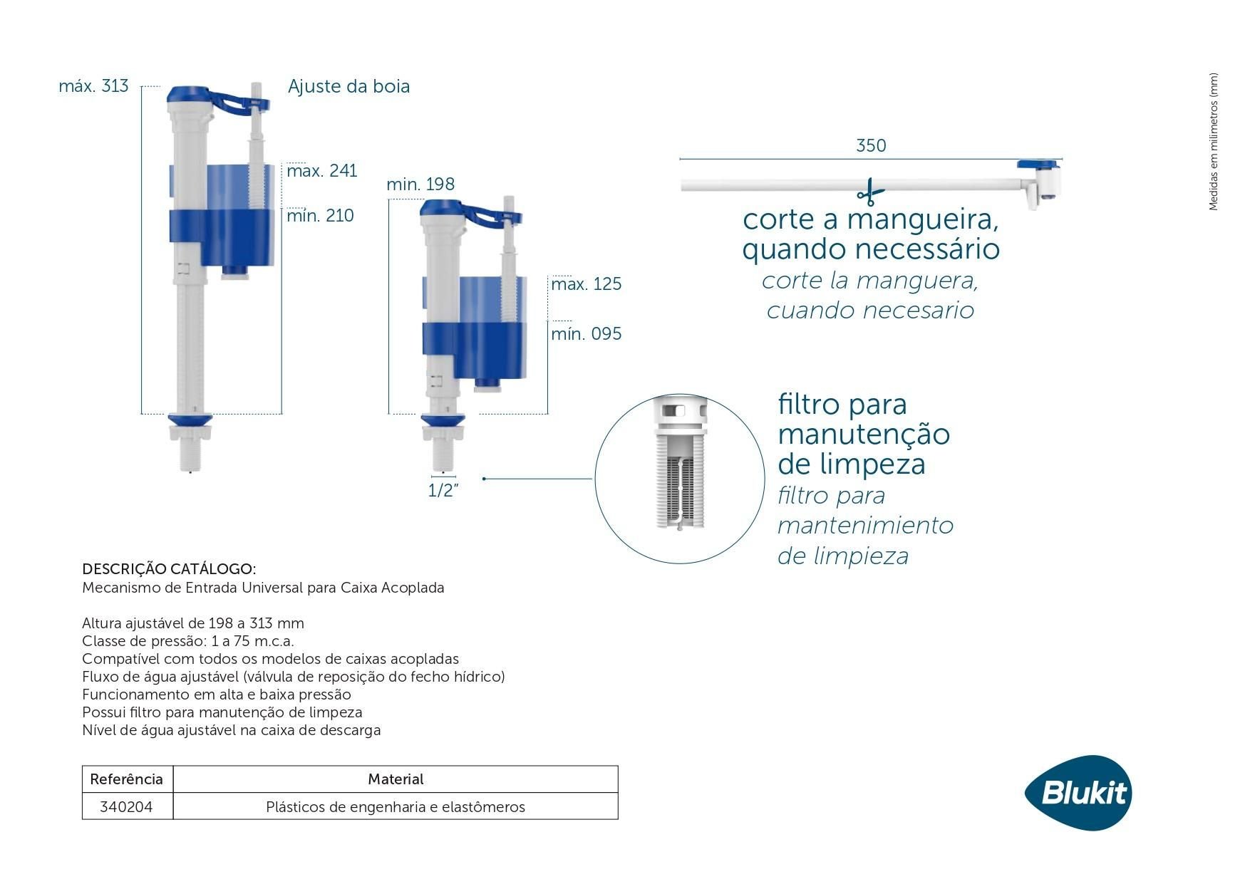 Mecanismo de Entrada Caixa Acoplada Universal-reparo Blukit - 3