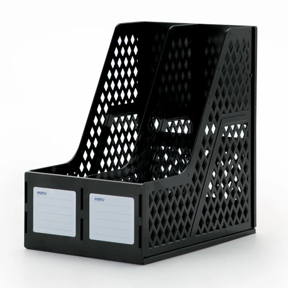 Suporte Organizador de Mesa Porta Revistas Livros Pasta Objetos Duplo Preto