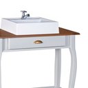 Ver imagem 4 de Bancada Aparador Mini Lavabo com Cuba 1 Gaveta Pés Luiz Xv Dália 3062 - Off White/imbuia Glazer