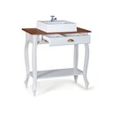 Ver imagem 2 de Bancada Aparador Mini Lavabo com Cuba 1 Gaveta Pés Luiz Xv Dália 3062 - Off White/imbuia Glazer