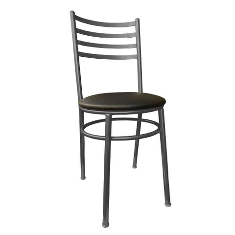 Cadeira de Jantar em Metal para Cozinha Lanchonetes Restaurantes Preta com Assento Estofado