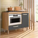 Ver imagem 1 de Balcão para Cooktop 4 Bocas de Cozinha com Nicho para Micro-Ondas Fit Freijó Chumbo Nicioli