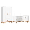 Ver imagem 1 de Dormitório Infantil Flip Guarda Roupa 4 Portas, Cômoda 4 Gavetas e Berço Branco Fosco - Reller M