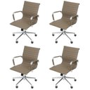 Ver imagem 1 de Kit 4 Cadeiras Escritório Diretor Esteirinha Rodízio Relax Corino 3301 Bege/Fendi