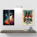 Ver imagem 2 de Kit 2 Quadros Decorativos Rock Aquarela 24x18cm - com Vidro:moldura Branca