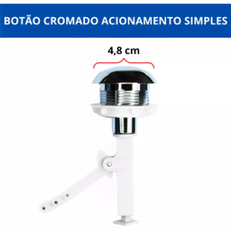 Botão Cromado de Privada Vaso Icasa - Facil Instalação Acionamento Simples - 2