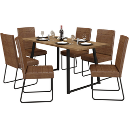 Conjunto Mesa Atlanta 1,70x0,80 - 6 Cadeiras Olimpia Preto Fosco com Assento Marrom - 1