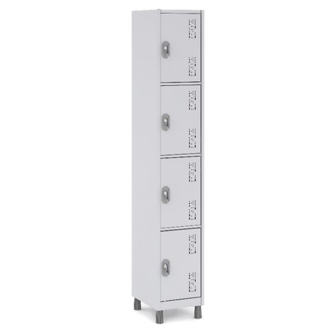 Armário Locker 4 Portas Pequenas em Aço:cinza