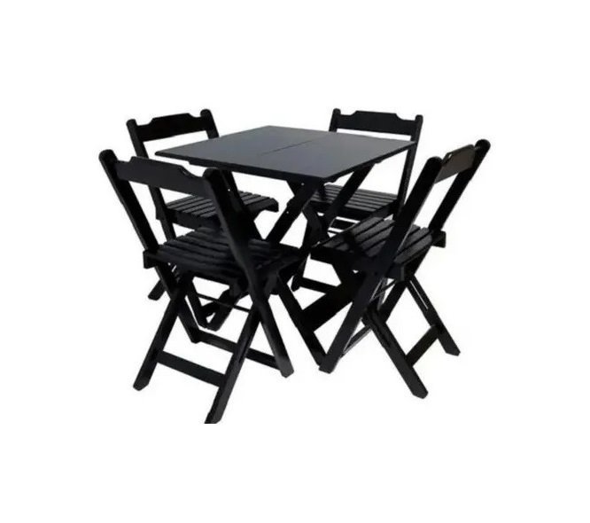 Jogo De Mesa Dobrável 70x70 4 Cadeiras Bar Restaurante Preto é boa?